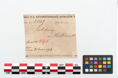 Etikett zu Bronzearmreif (NHMW-PRAE-025187)